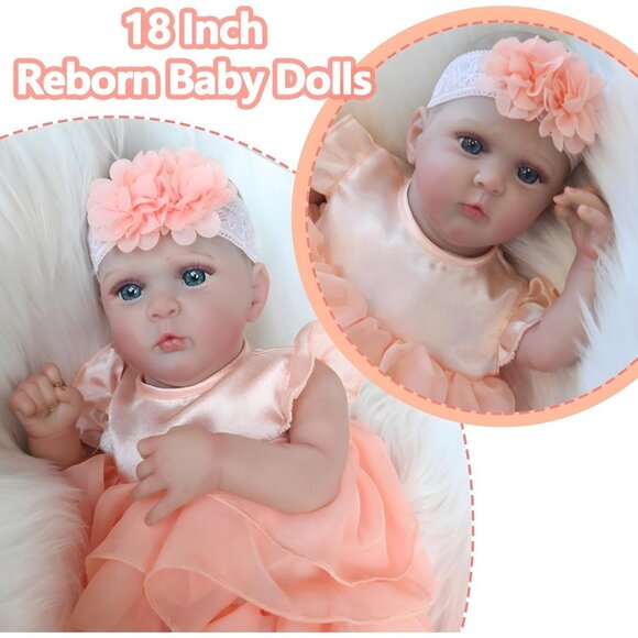 🆕18inch Soft Cloth Body Newborn Baby Poseable Limbs Jocy-Orange Baby Girl - Picture 3 of 7